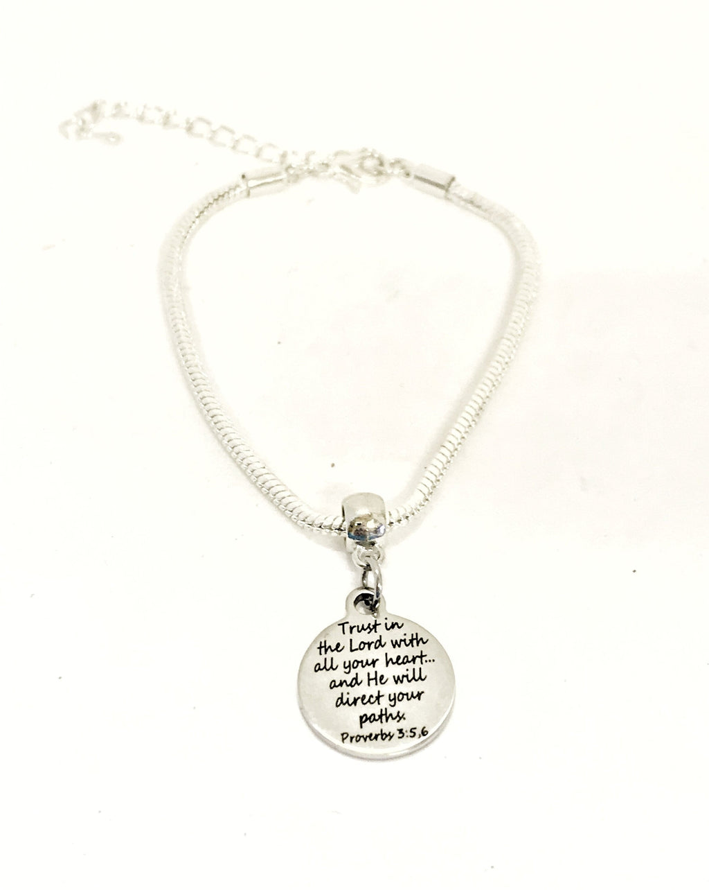 Christian Bracelet, Trust In The Lord With All Your Heart Bracelet, Christian Jewelry, Christian Gift, Proverbs 3 5 6, Scripture Bracelet