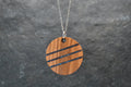 Wood & Sterling Silver Pendant Necklace, Stone Inlay