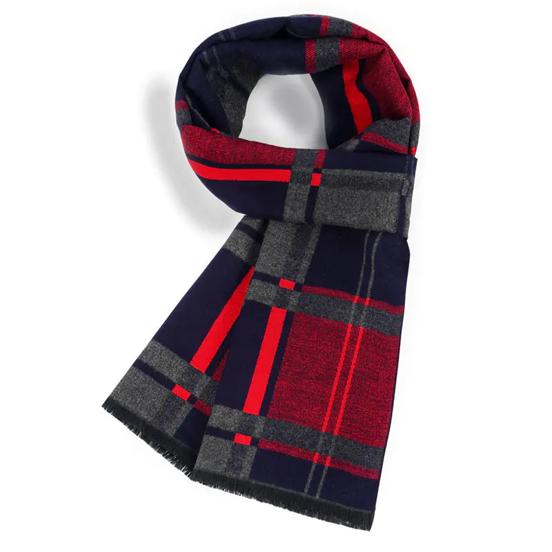 Men's Cashmere Scarf - Thick & Stylish Checkered Design