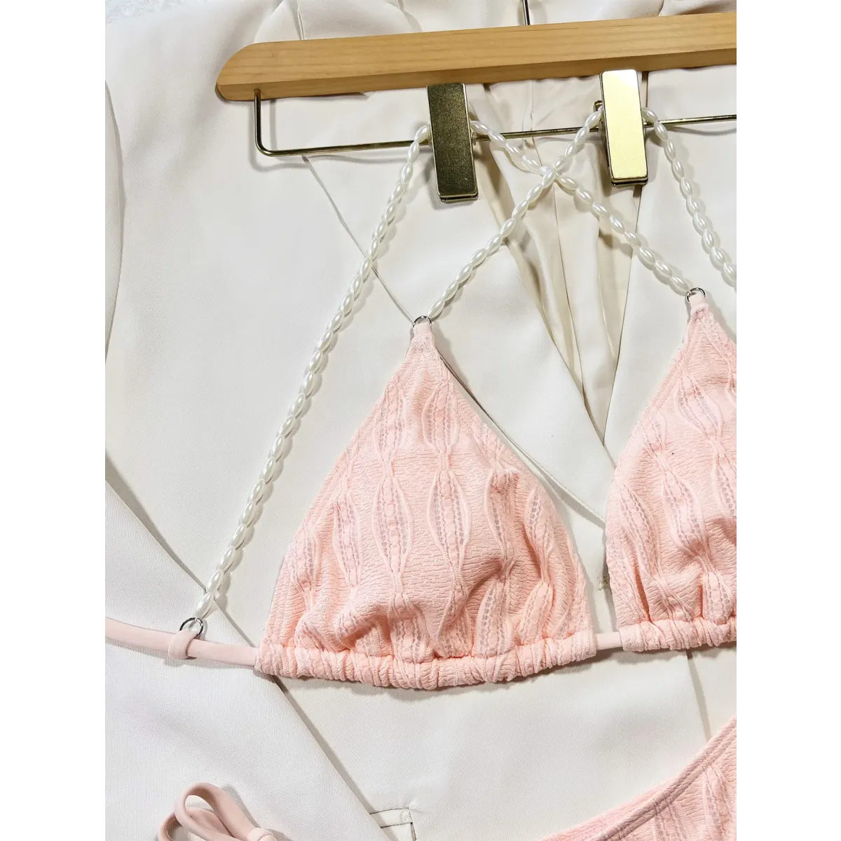Pearl Halter Knit Bikini Set – Kawaii Beach Swimwear