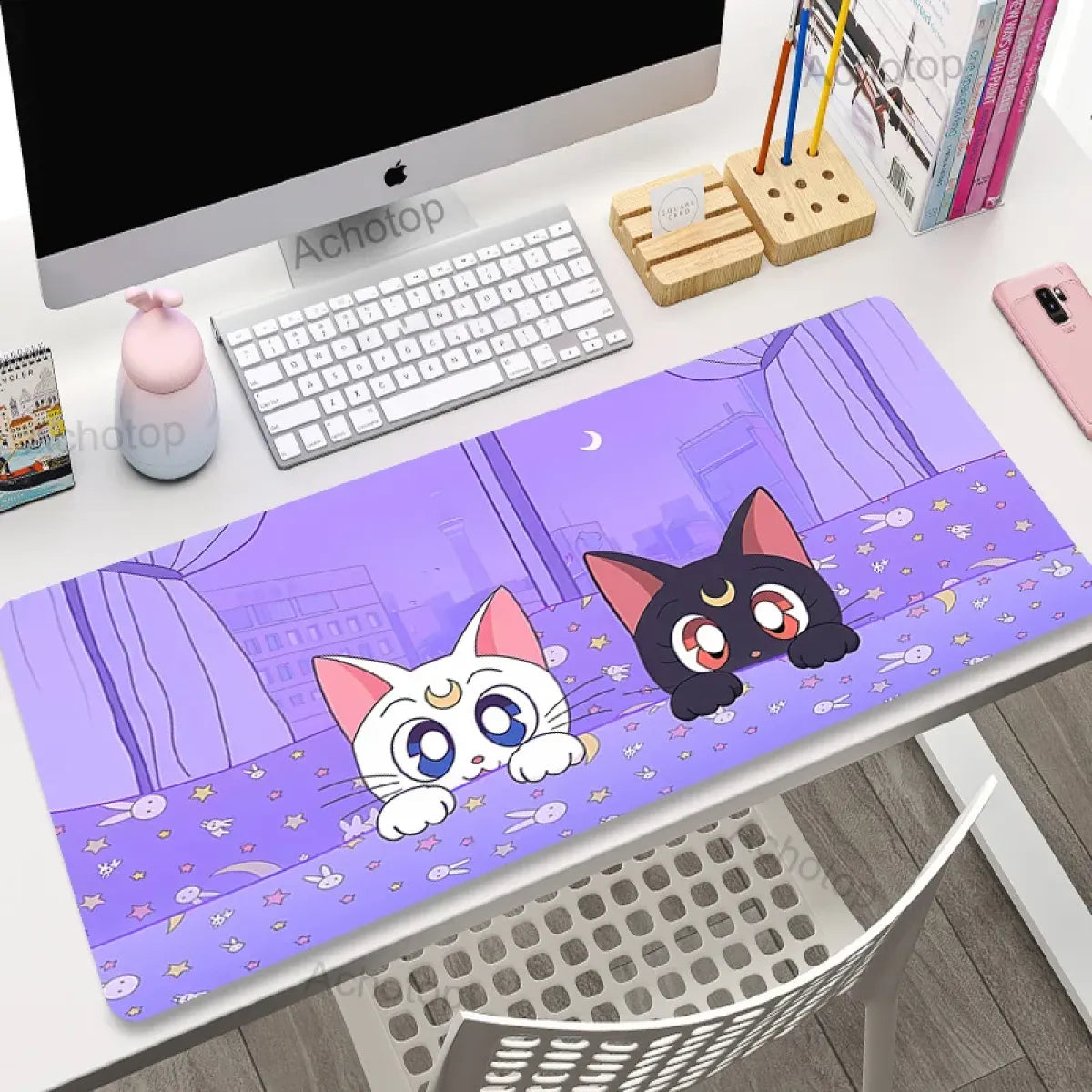 Kawaii Cat Constellation Desk Mat