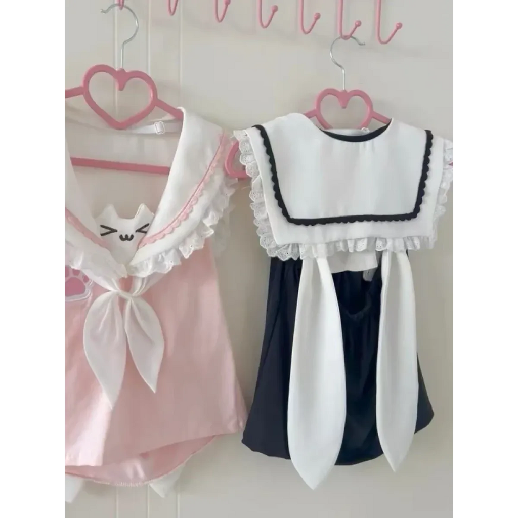 Kawaii Cat Lace Sailor Crop Top
