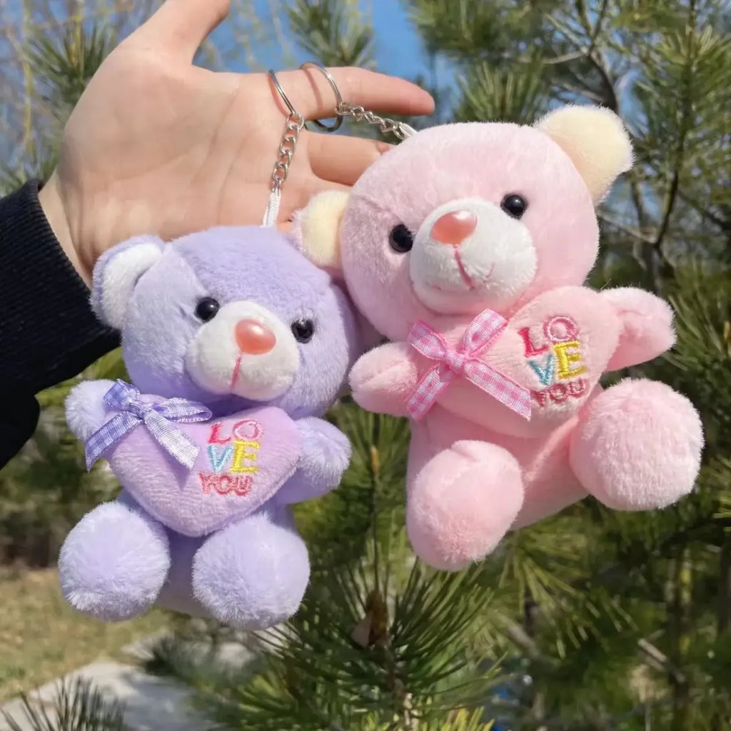 Kawaii Mini Plush Teddy Bear Keychain – Soft 10CM Stuffed Toy