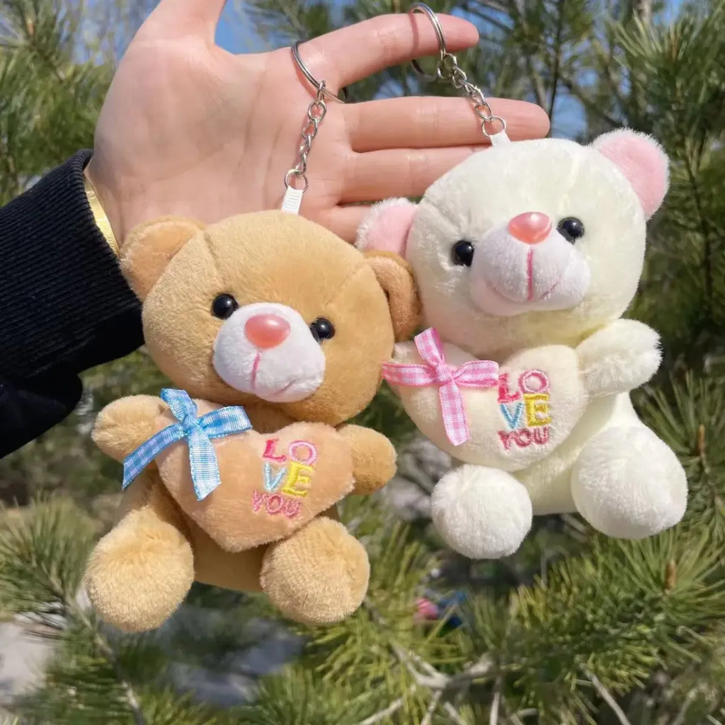 Kawaii Mini Plush Teddy Bear Keychain – Soft 10CM Stuffed Toy