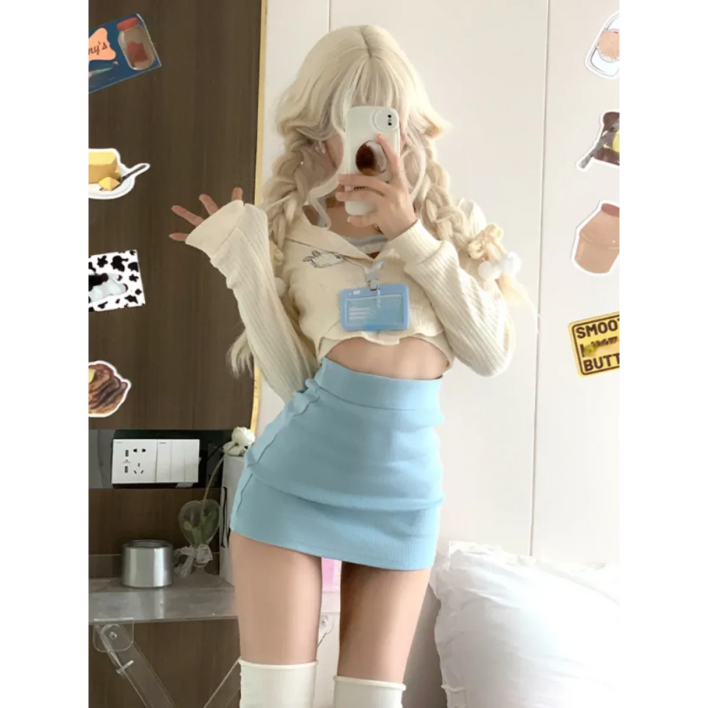 Harajuku Knit Crop Top Set