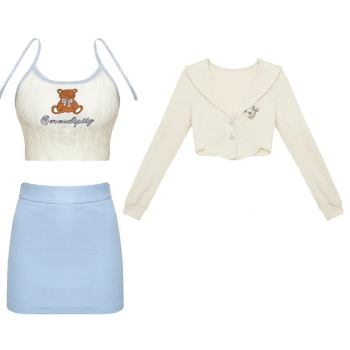 Harajuku Knit Crop Top Set