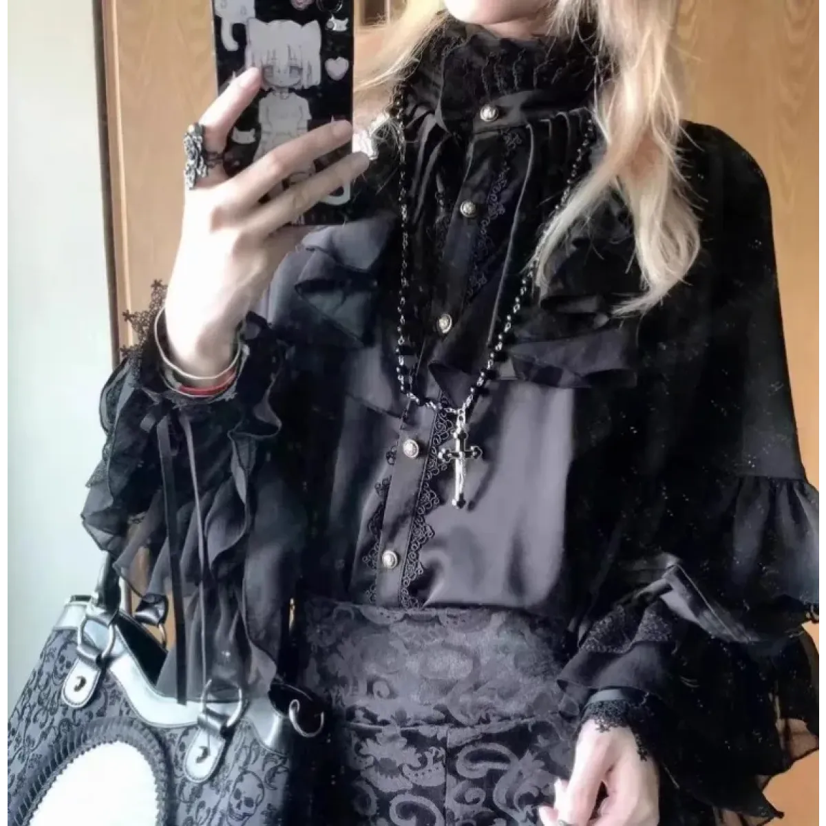 Kawaii Lace Lantern Sleeve Blouse
