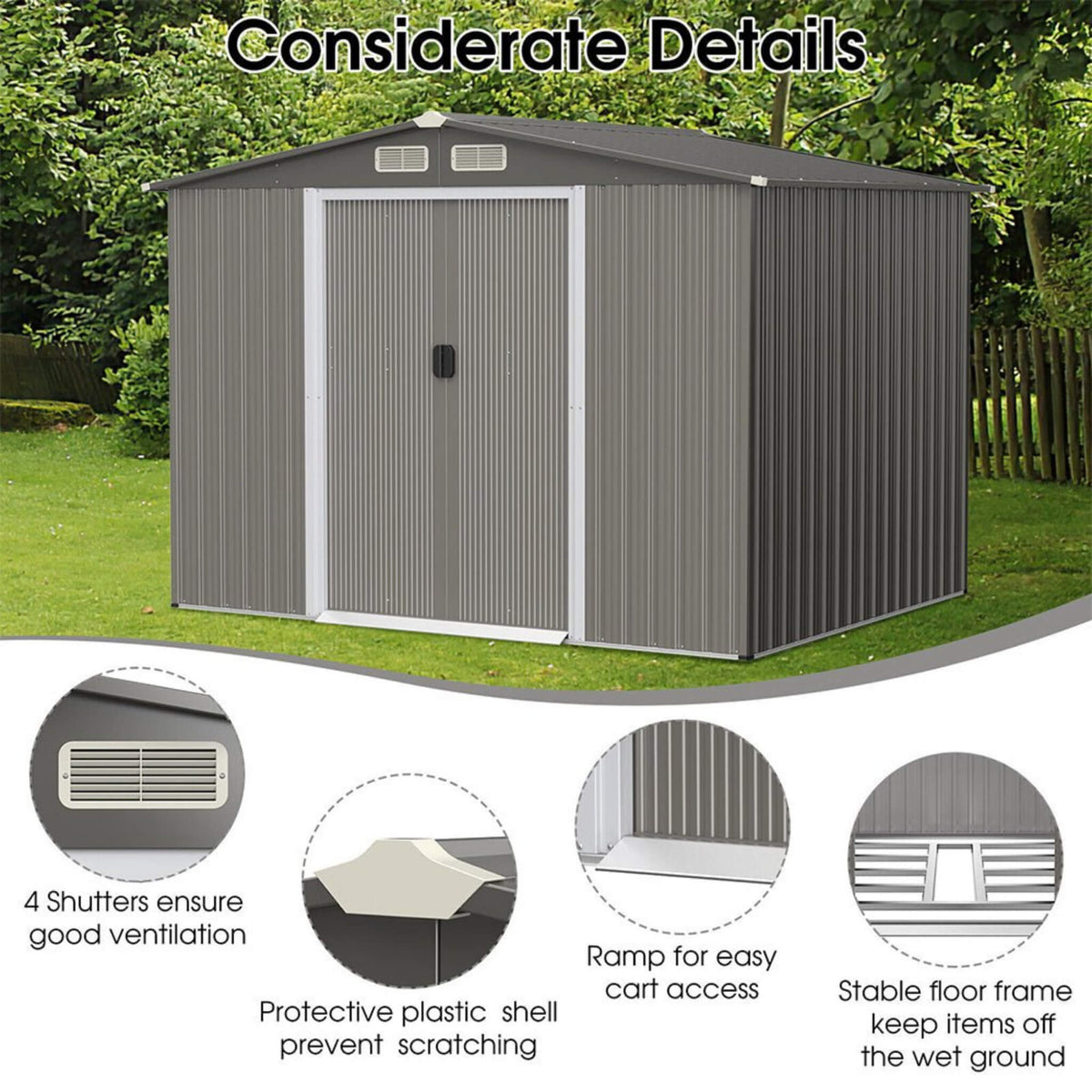 [08X06FT] Premium Outdoor Steel Tool Storage Garden Backyard Shed (SAK74185)