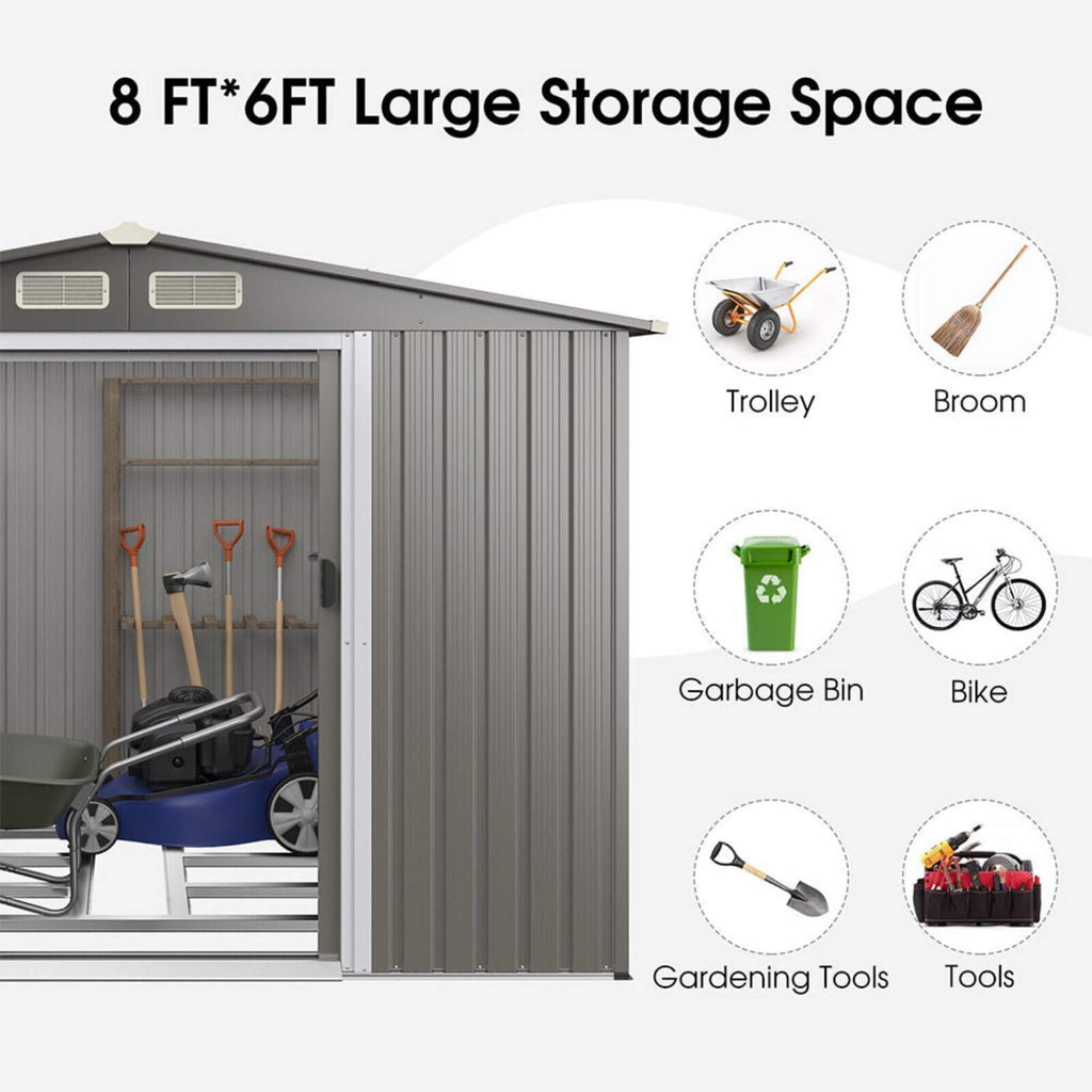 [08X06FT] Premium Outdoor Steel Tool Storage Garden Backyard Shed (SAK74185)