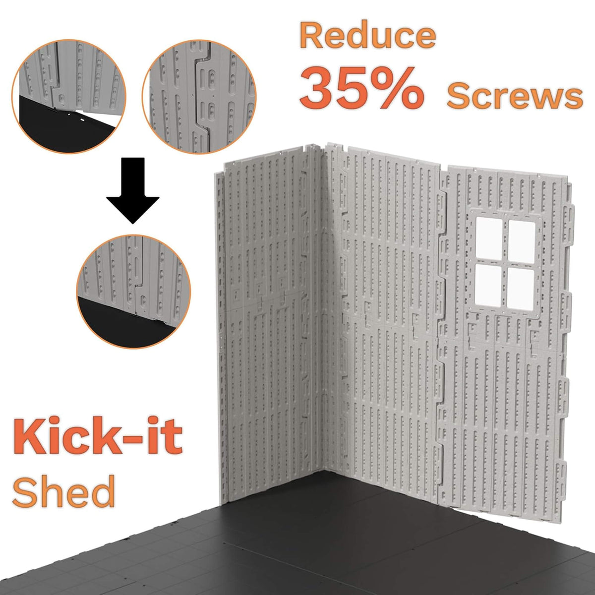Large Resin Outdoor Storage Shed With Floor, Windows, And Lockable Door (SAK98421)