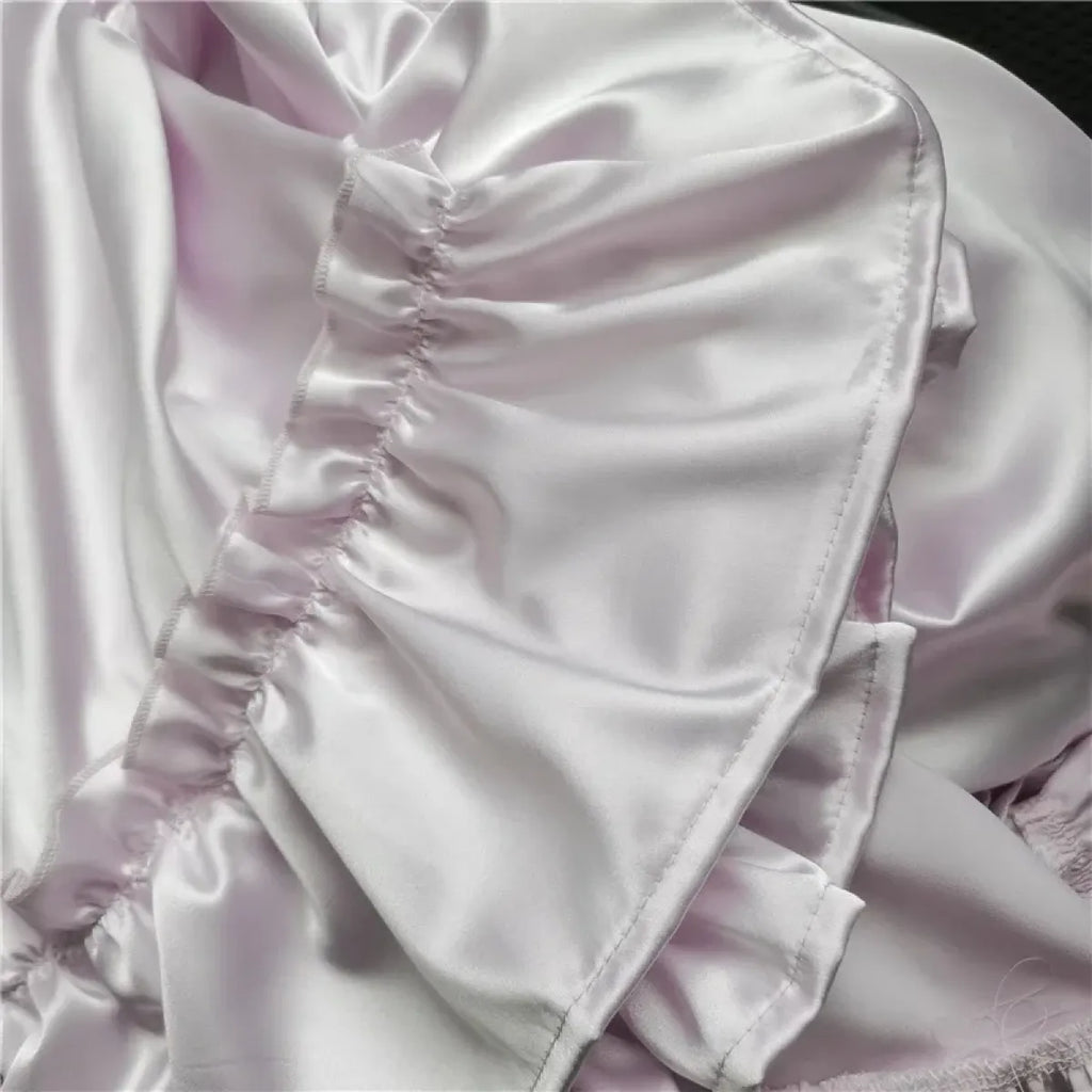 Lavender Satin Tiered Lolita Skirt – Ruffled Elegant Goth