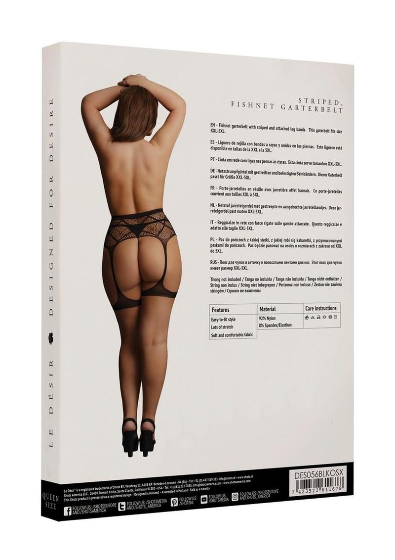 Le Désir Striped Fishnet Garterbelt