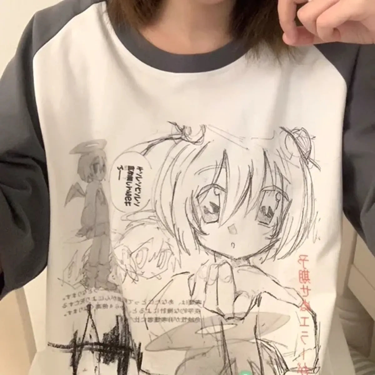 Loose Fit Cartoon Print T-Shirt Harajuku