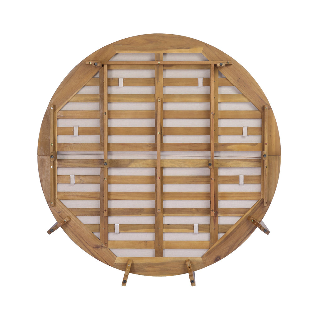 Luxury Outdoor Acacia Wood Round Daybed With Cushions And Pillows (SAK40613)