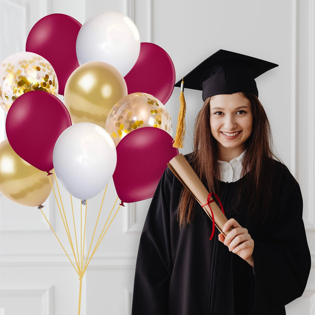Maroon and Gold Graduation 2026 Balloon Bouquet