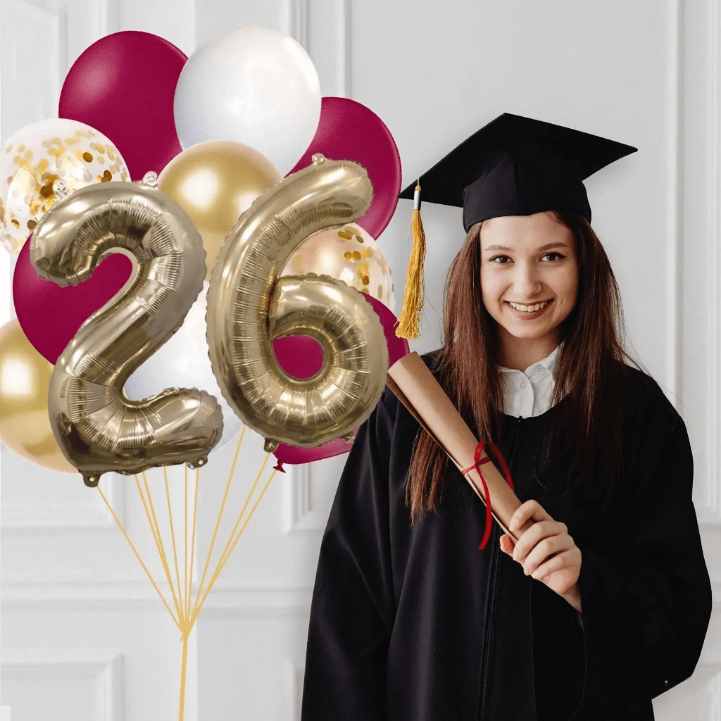 Maroon and Gold Graduation 2026 Balloon Bouquet