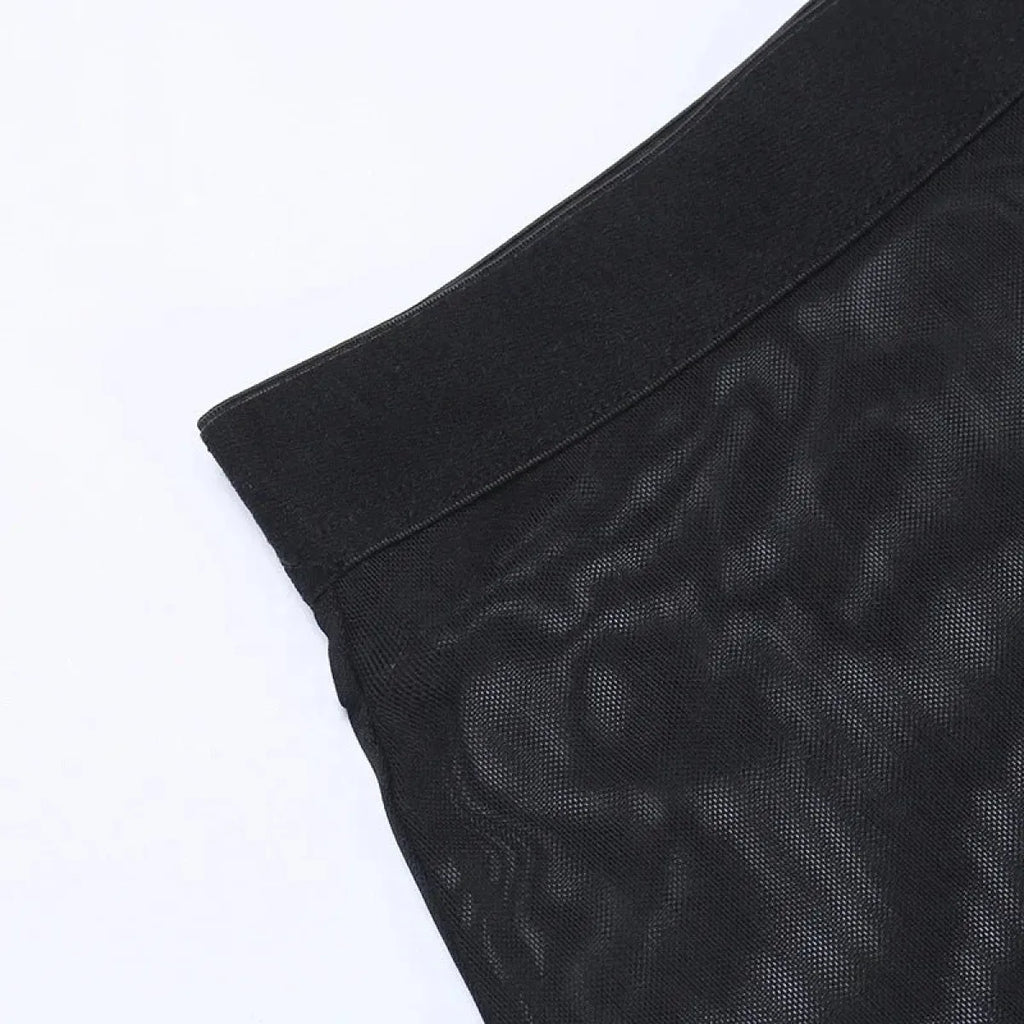 Punk Gothic Eyelet Mesh Skirt