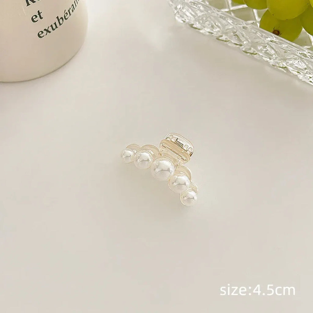 Gold Pearl Rhinestone Mini Hair Clip