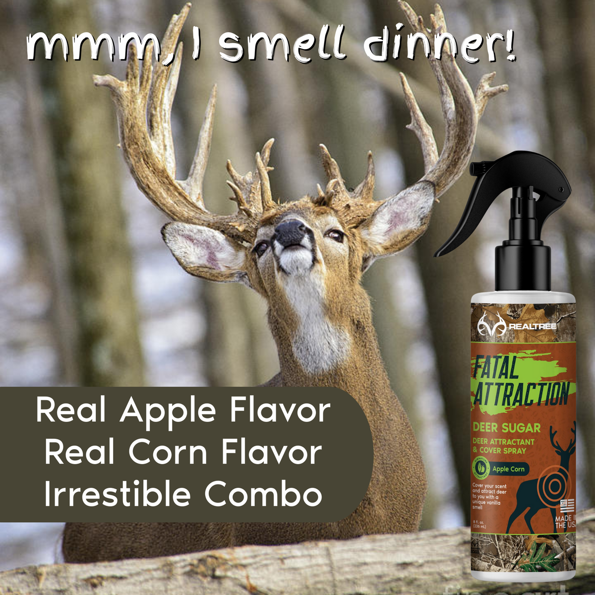 Deer Sugar Attractant; Realtree Fatal Attraction Apple Corn Flavor