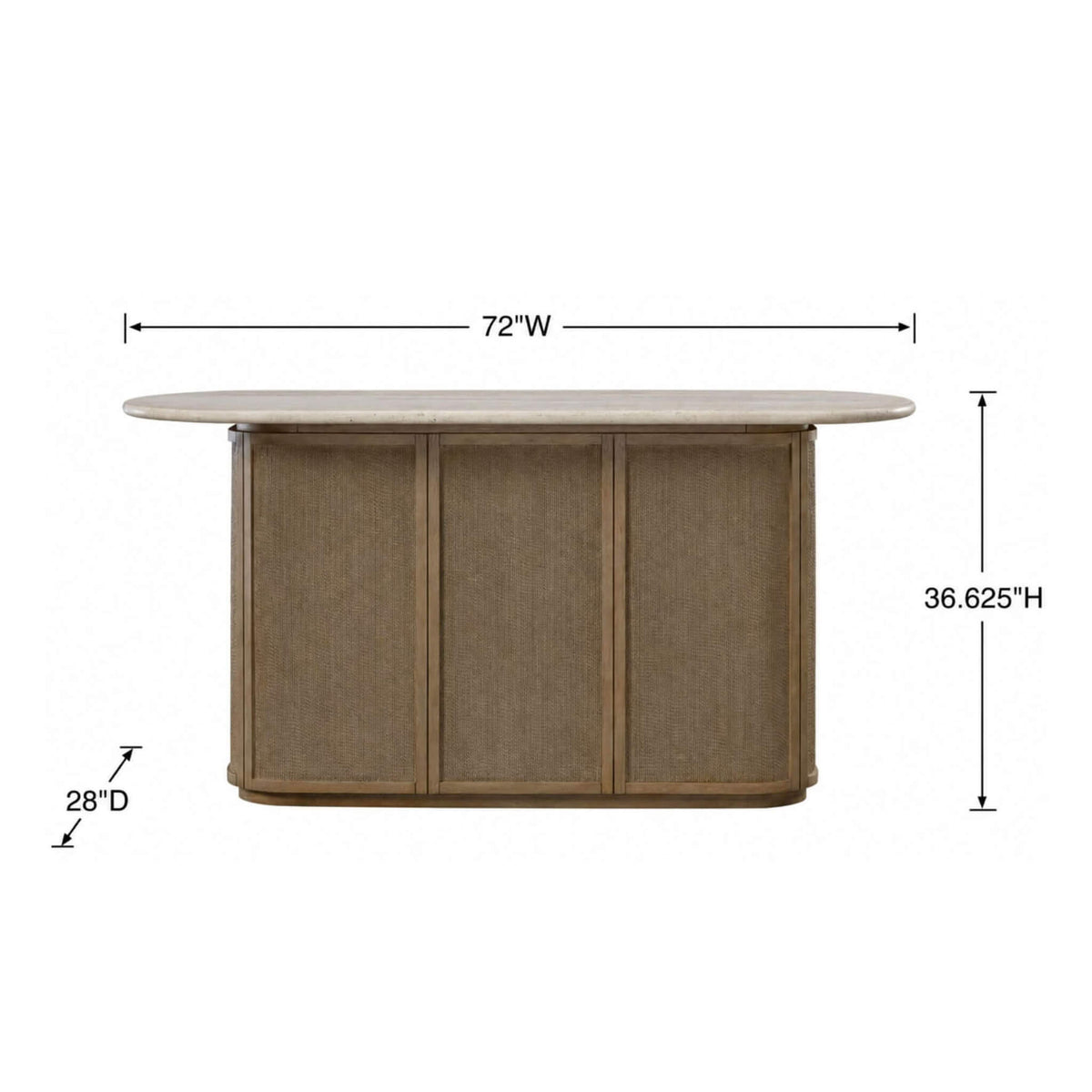 Modern Red Oak Home Bar Cabinet With Travertine Stone Top And Natural Rope Front (SAK72931)