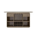 Modern Red Oak Home Bar Cabinet With Travertine Stone Top And Natural Rope Front (SAK72931)