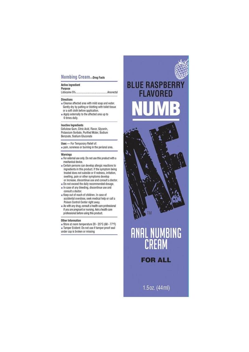 Numb AF Blue Raspberry Anal Numbing Cream  For Comfort Anal Play