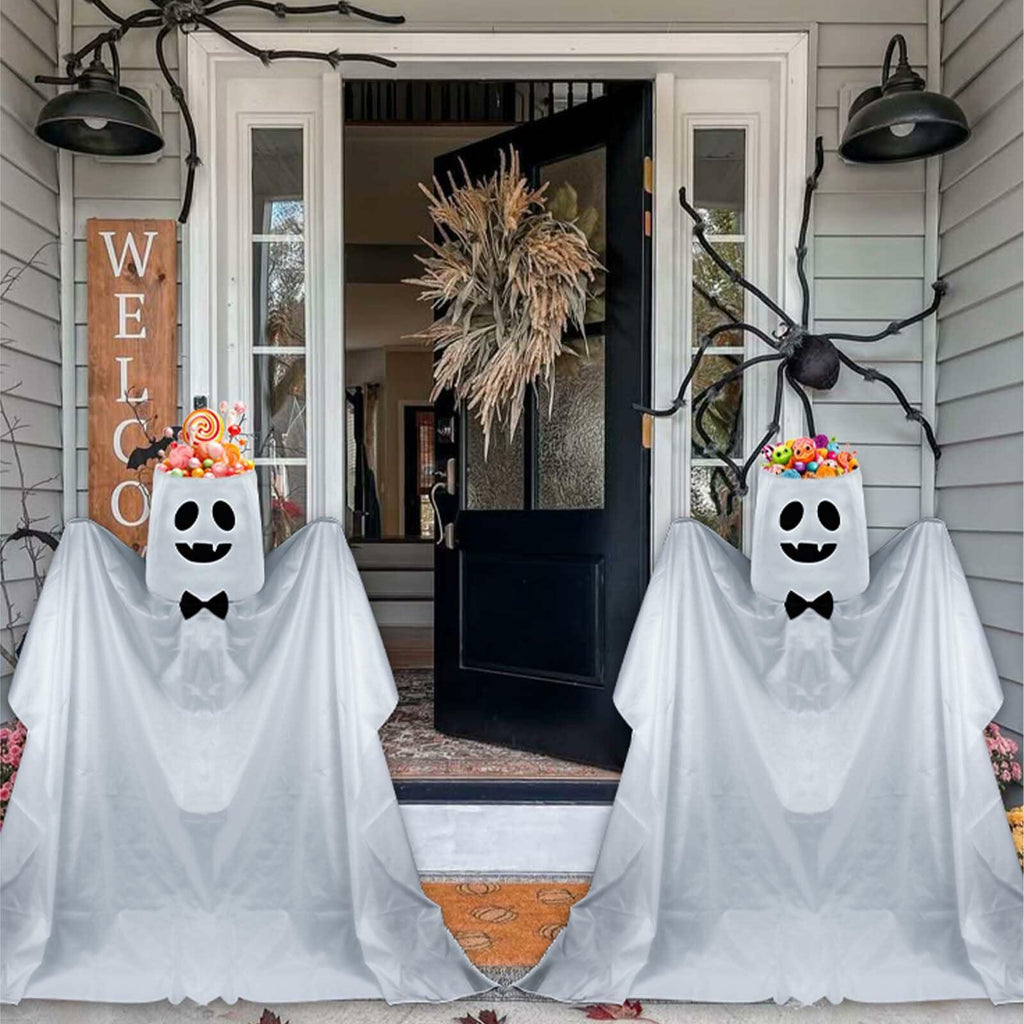 Waybas Ghost Halloween Candy Bowl LED Lights Outdoor 47" Tall White