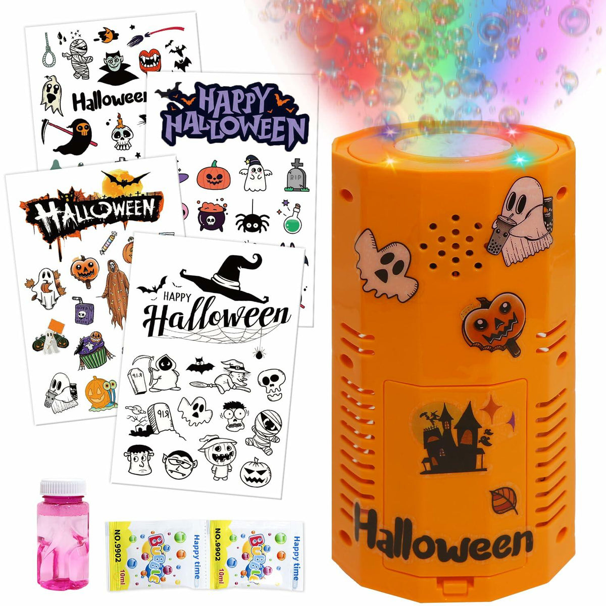 KYUKUDZ Halloween Bubble Machine Portable Automatic Lights Spooky Sound