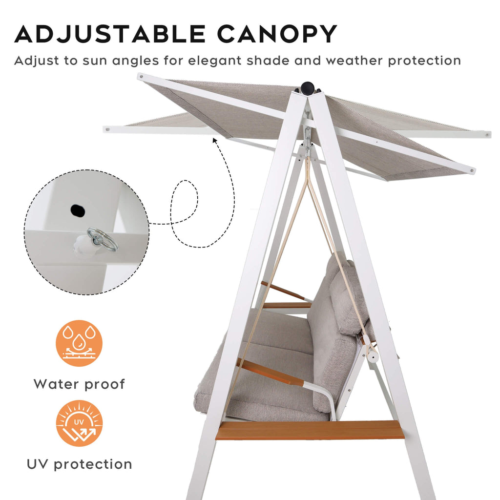 Outdoor 3-Seater Swing Chair With Adjustable Canopy (SAK61972)