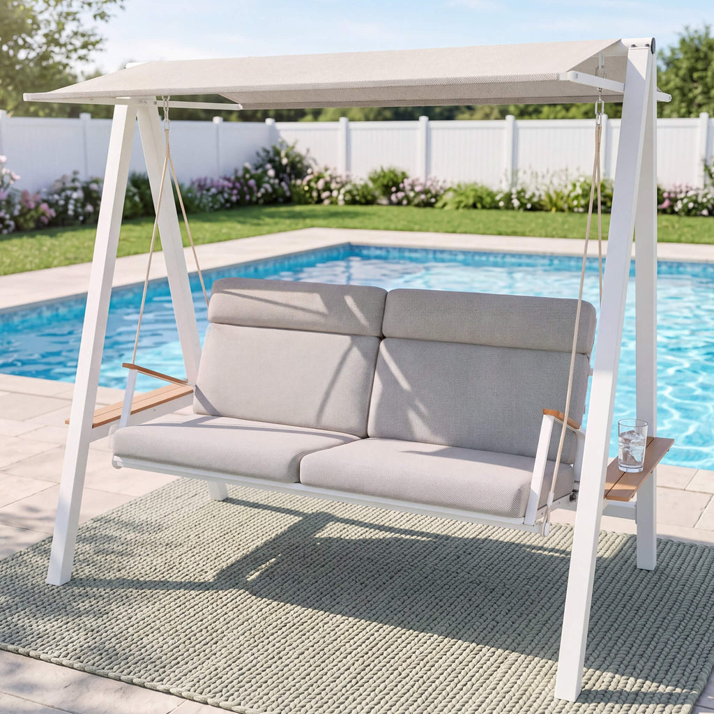 Outdoor 3-Seater Swing Chair With Adjustable Canopy (SAK61972)