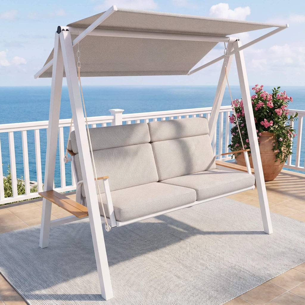 Outdoor 3-Seater Swing Chair With Adjustable Canopy (SAK61972)