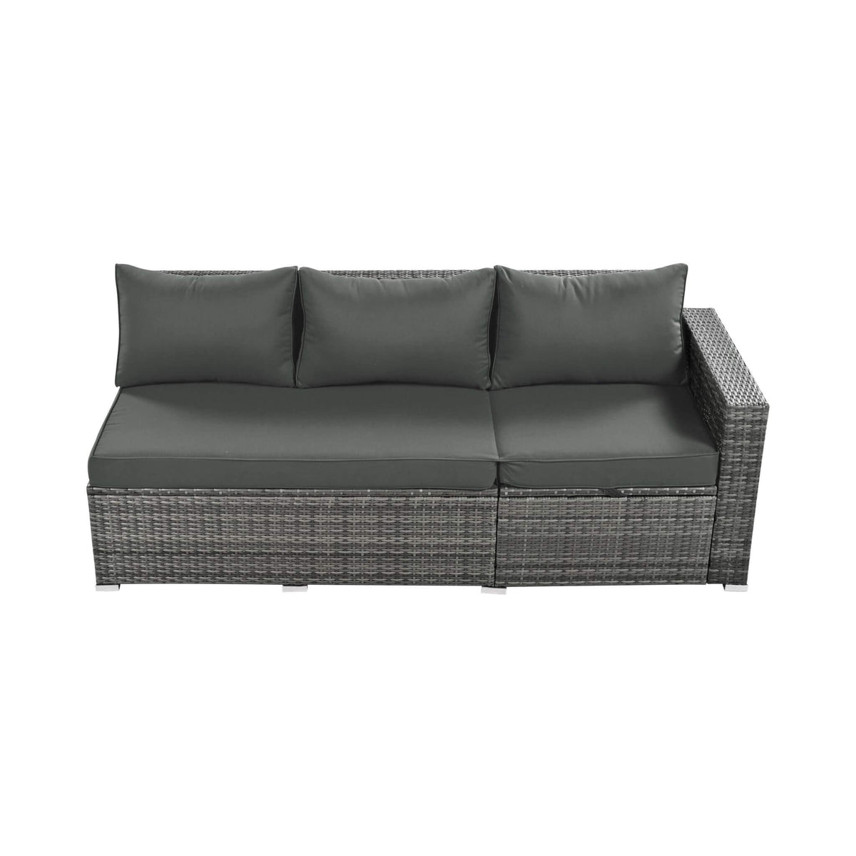 Outdoor 6-Piece All-Weather PE Rattan Sofa Set With Adjustable Seat, Storage Box, Removable Covers, And Tempered Glass Table Top (SAK37221)
