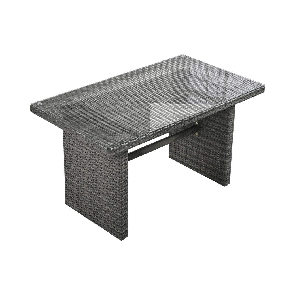 Outdoor 6-Piece All-Weather PE Rattan Sofa Set With Adjustable Seat, Storage Box, Removable Covers, And Tempered Glass Table Top (SAK37221)
