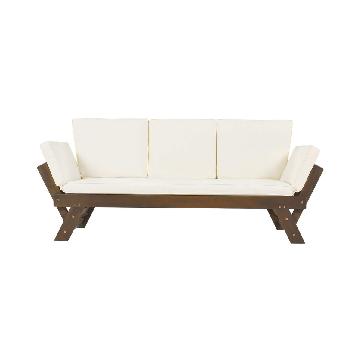 Outdoor Adjustable Wooden Patio Daybed Sofa With Cushions (SAK41345)