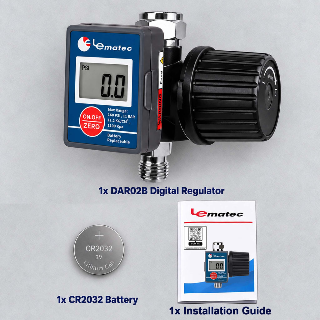 Professional Digital Air Regulator - 160 PSI Diaphragm Control with Multi-Unit Display (DAR02B)