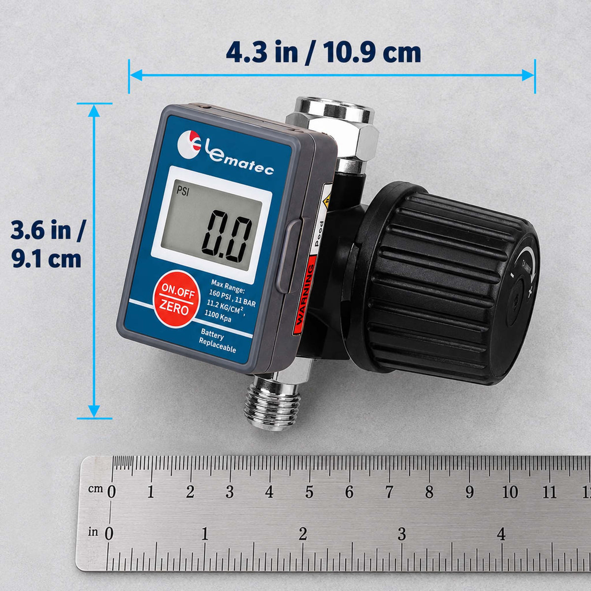 Professional Digital Air Regulator - 160 PSI Diaphragm Control with Multi-Unit Display (DAR02B)