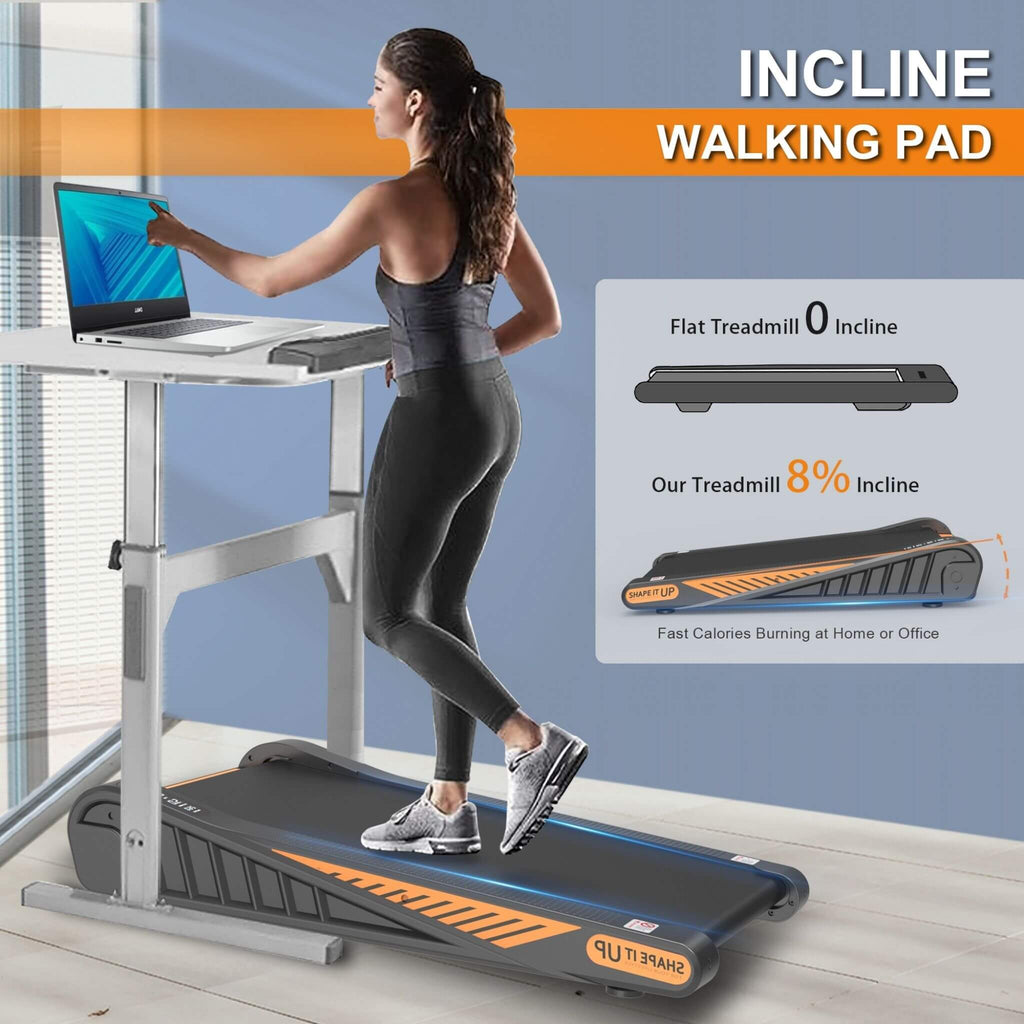 Portable Compact 2HP Under Desk Treadmill With Safety Key And Wheels for Home And Office Workouts (SAK72810)