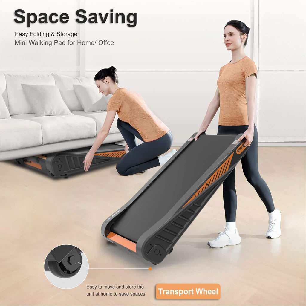 Portable Compact 2HP Under Desk Treadmill With Safety Key And Wheels for Home And Office Workouts (SAK72810)