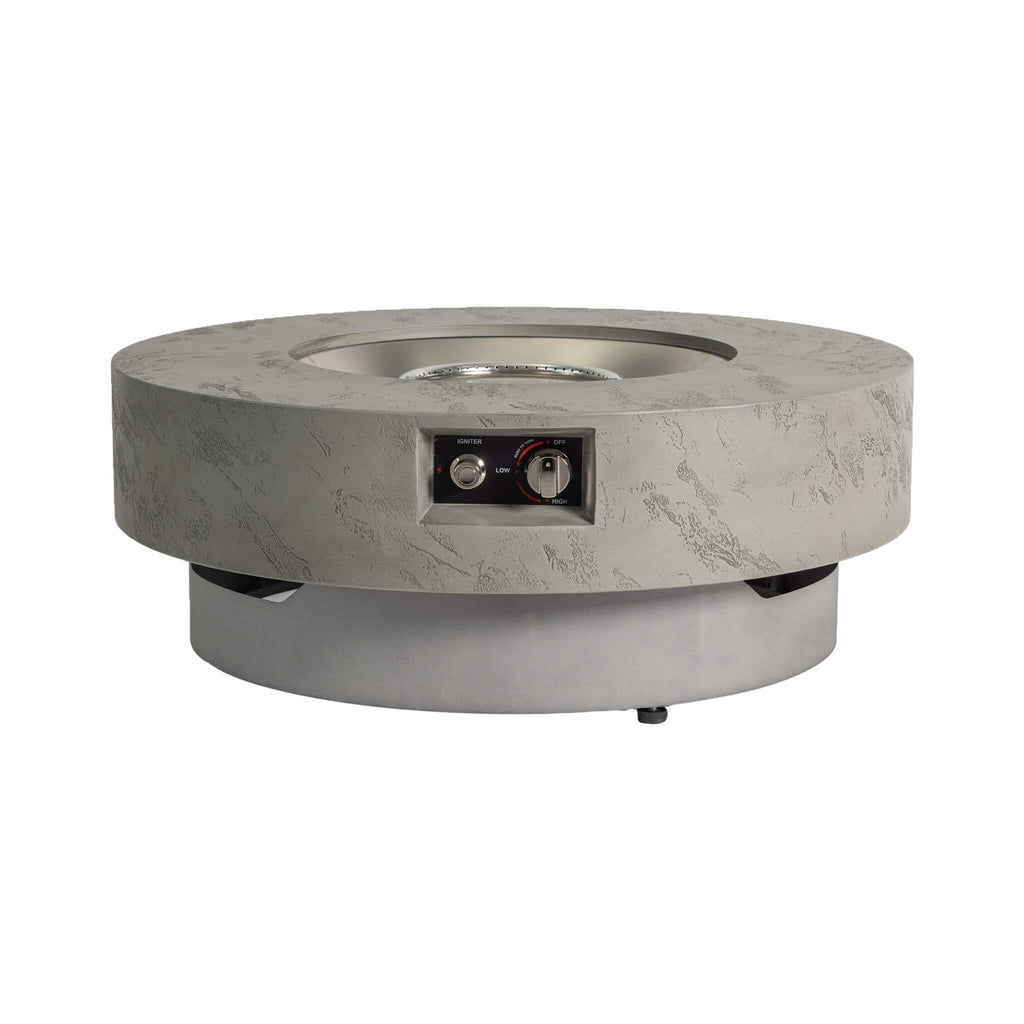 Premium 34-Inch Round Propane Fire Table 50K BTU With Glass Stones (SAK92471)