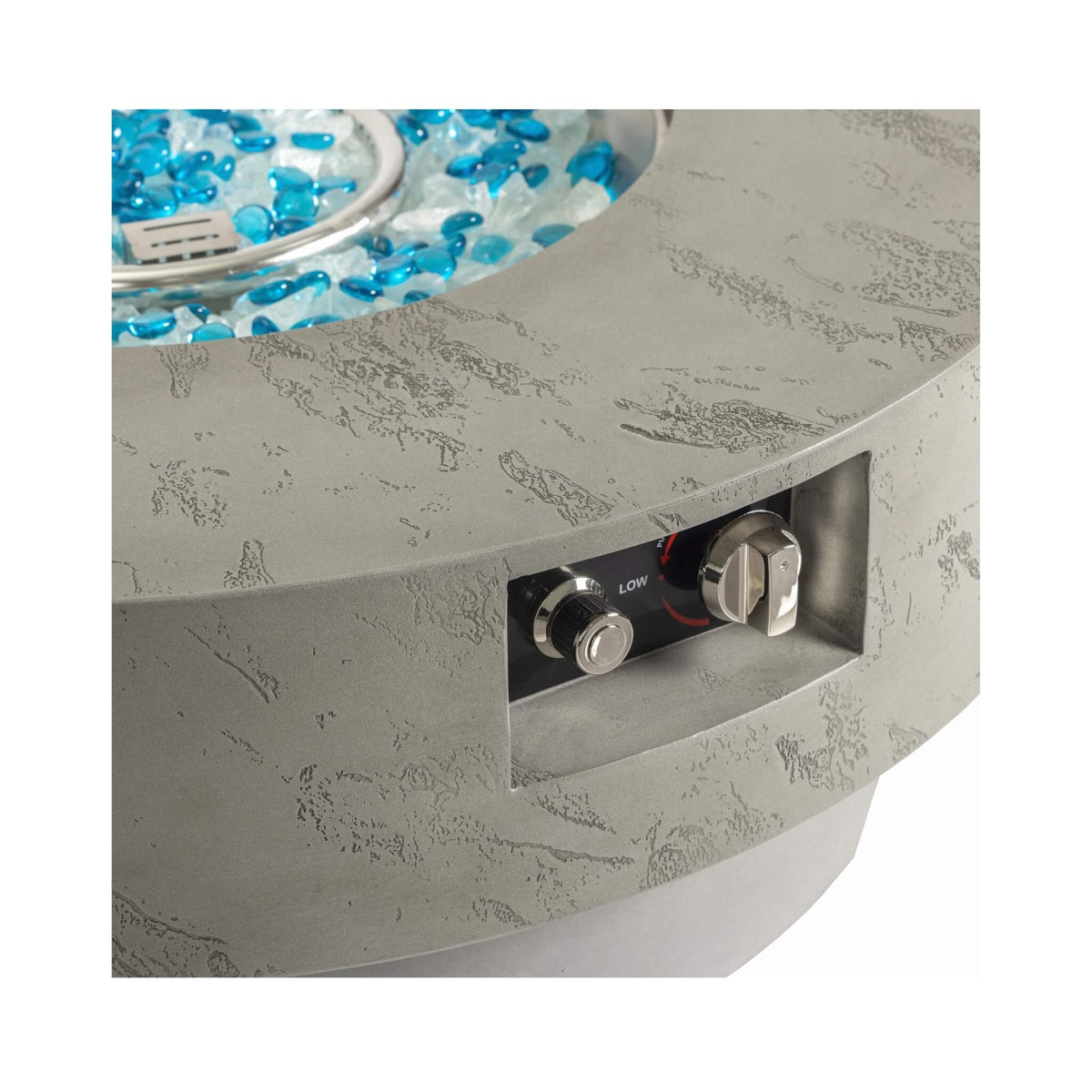 Premium 34-Inch Round Propane Fire Table 50K BTU With Glass Stones (SAK92471)