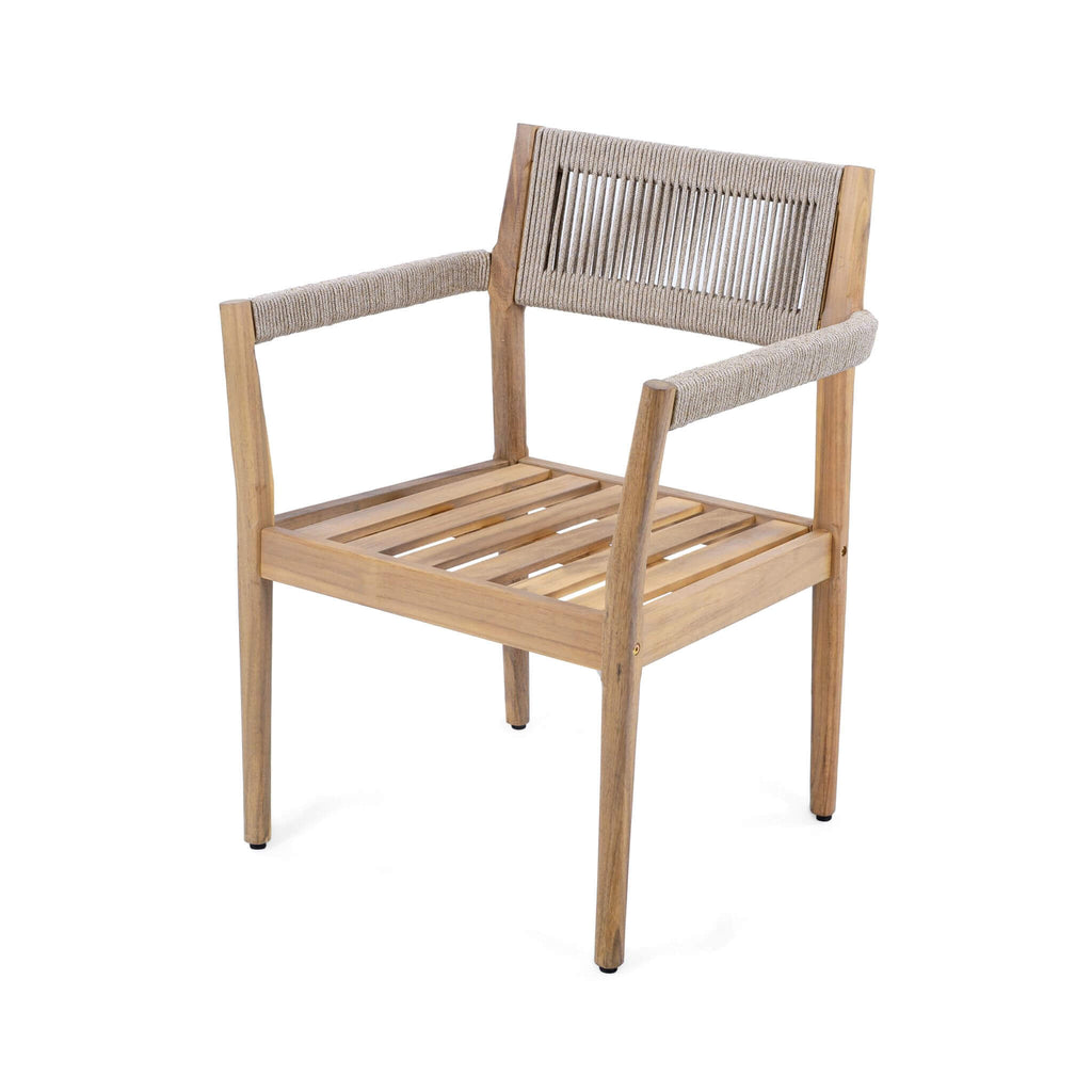 Premium 5-Piece Outdoor Acacia Wood Patio Furniture Set With Braided Dining Chairs, Cushions, And Dining Table (SAK26754)
