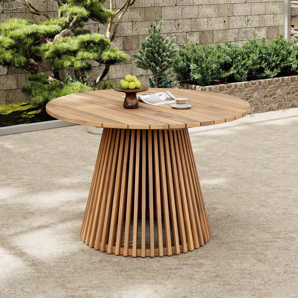 Premium 5-Piece Outdoor Acacia Wood Patio Furniture Set With Braided Dining Chairs, Cushions, And Dining Table (SAK26754)