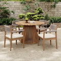 Premium 5-Piece Outdoor Acacia Wood Patio Furniture Set With Braided Dining Chairs, Cushions, And Dining Table (SAK26754)