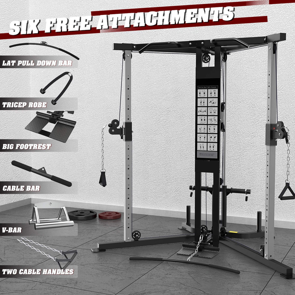 Premium Home Cable Crossover Full Body Workout Fly Machine, 350LBS (SAK06341)