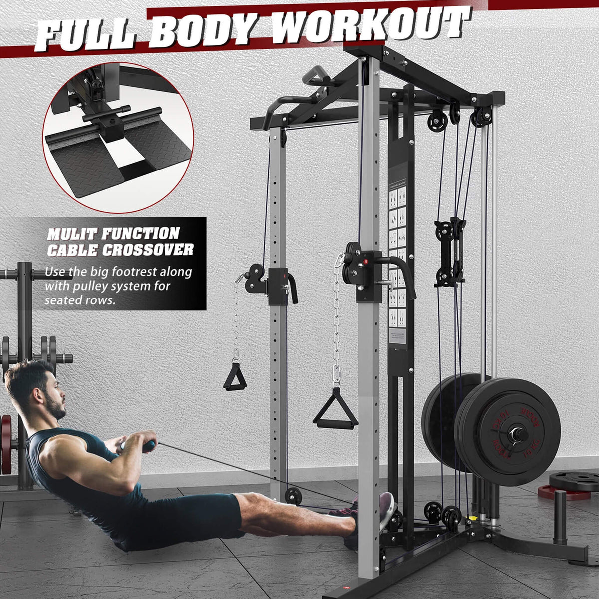 Premium Home Cable Crossover Full Body Workout Fly Machine, 350LBS (SAK06341)