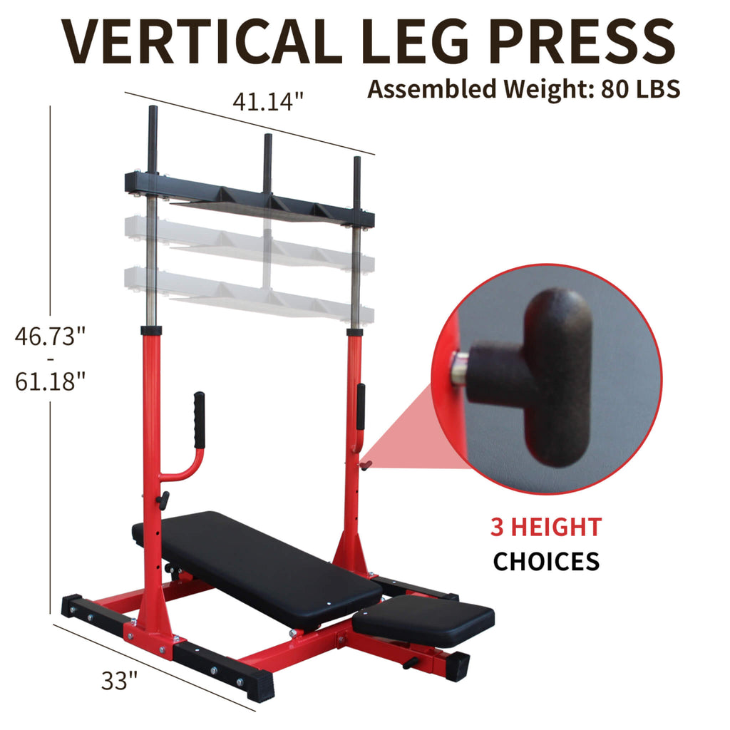 Premium Vertical Leg Press Machine With Adjustable Back And Head Rests For Home Gyms, 660LBS (SAK34819)