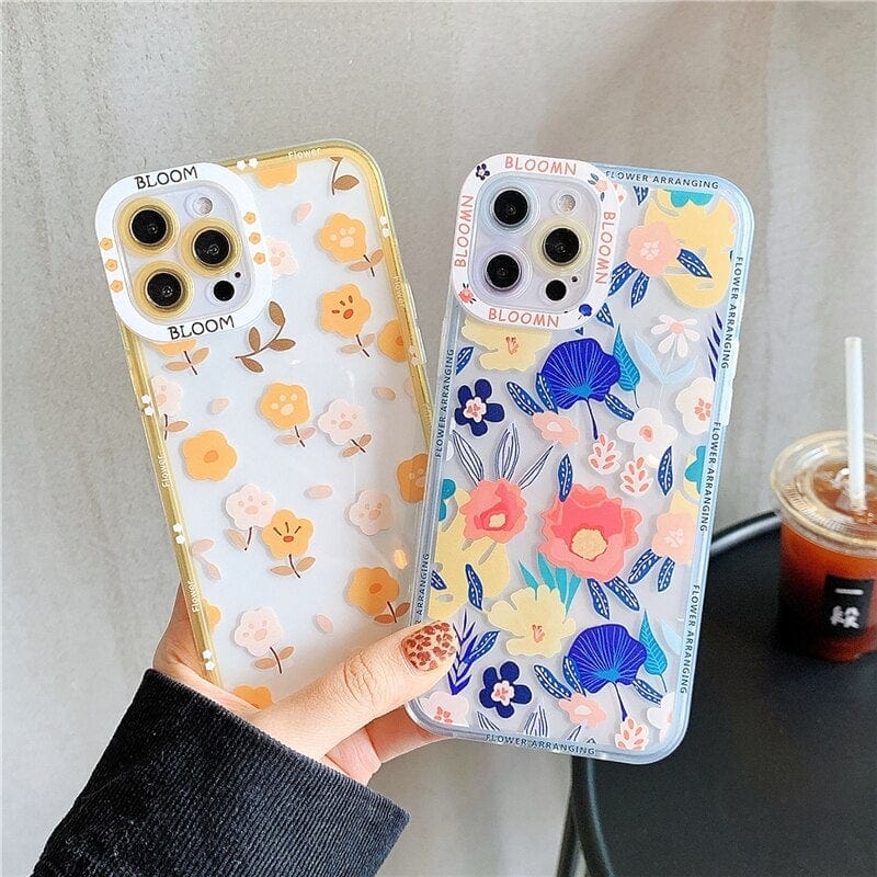 Transparent Fashion Flowers iPhone Case