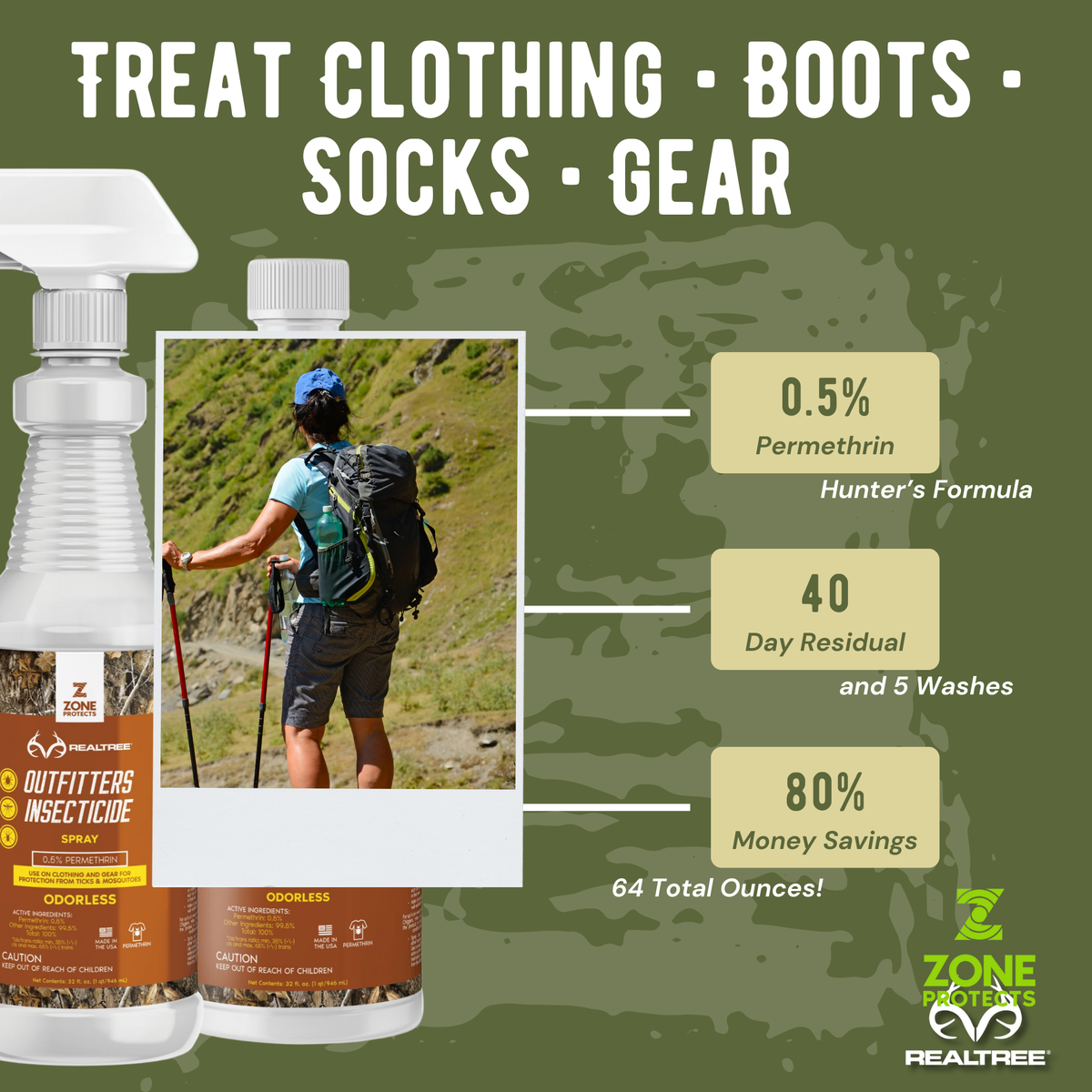 Realtree Outfitter's Permethrin Bundle, 32oz Spray + 32oz Refill