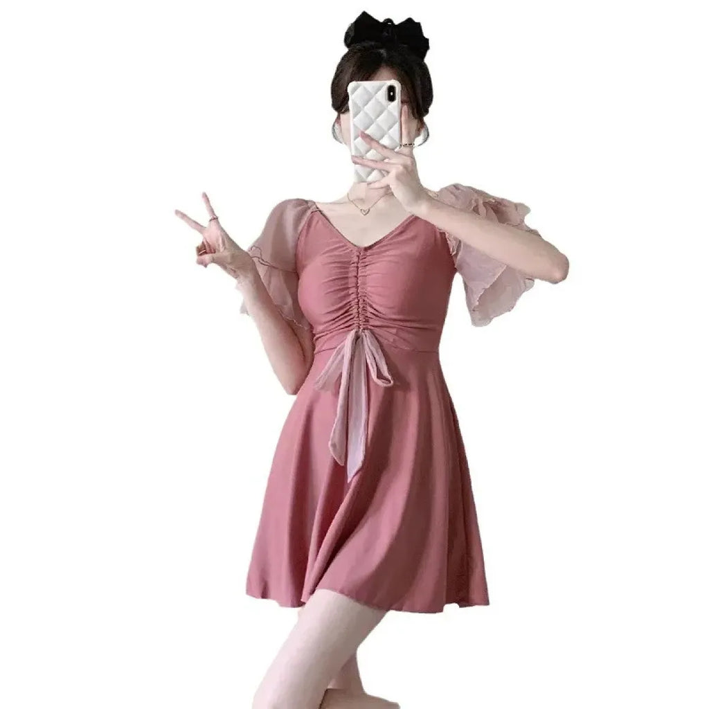Puff Sleeve Drawstring Mini Dress – Sweet Kawaii Beachwear