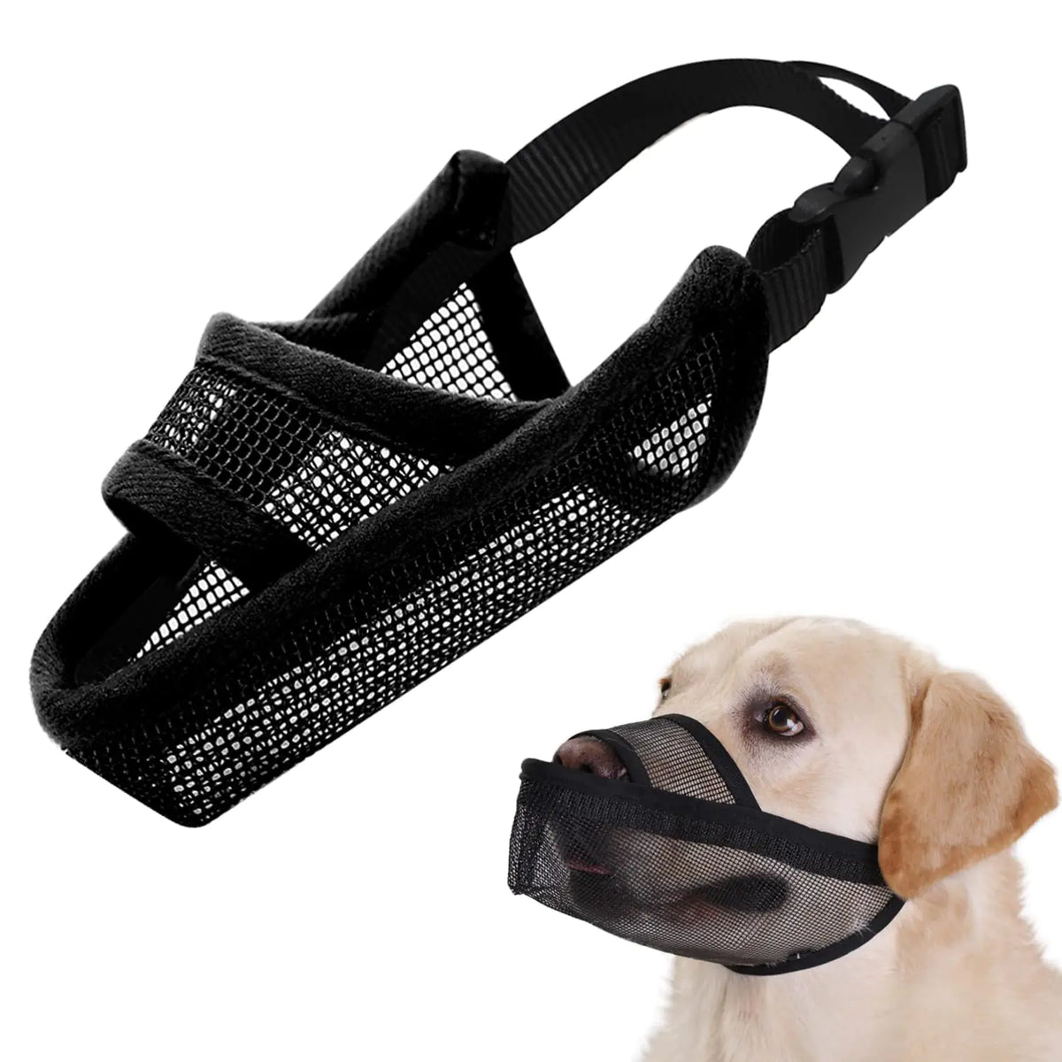 Crazy Felix Nylon Dog Muzzle for Small Medium Large Dogs Air Mesh Breathable and Drinkable Pet Muzzle for Anti-Biting Anti-Barking Licking(BlackL)